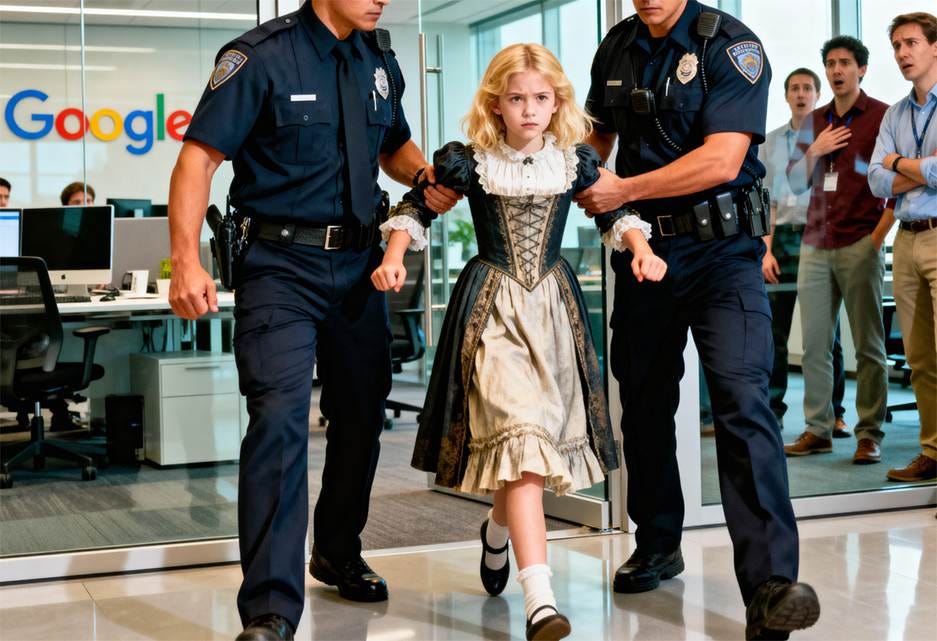 A child being arrested by police