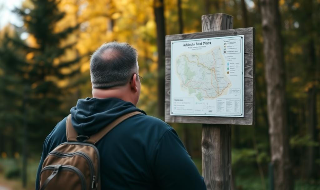 late-identified autistic man looks at a map to decide where to go next 