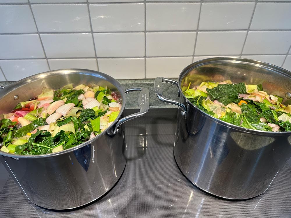 Simmering vegetable stock