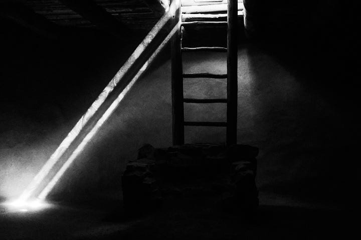 Images of light beams and dust in Santa Fe, New Mexico