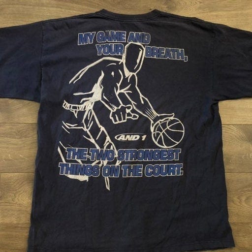 VTG And1 Basketball T Shirt My Game your breath funny 90s nineties distressed