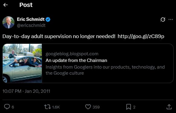 Eric Schmidt’s iconic tweet after being replaced by Larry Page in 2011 Eric Schmidt’s iconic tweet after being replaced by Larry Page in 2011
