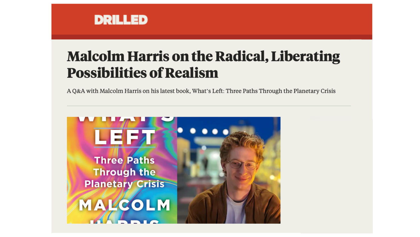 A screenshot of the Malcolm Harris Q&A in Drilled.