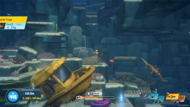 Diving scene with shark and coral trout in Dave the Diver