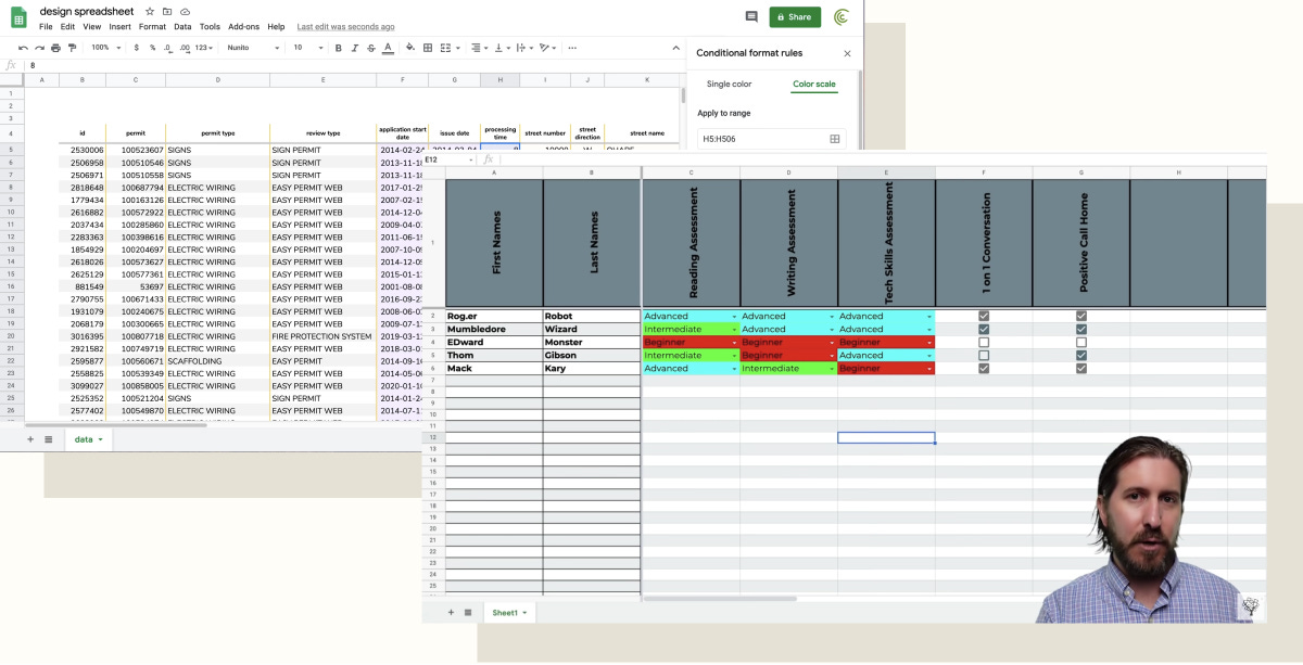 Examples of poorly designed Google Sheets