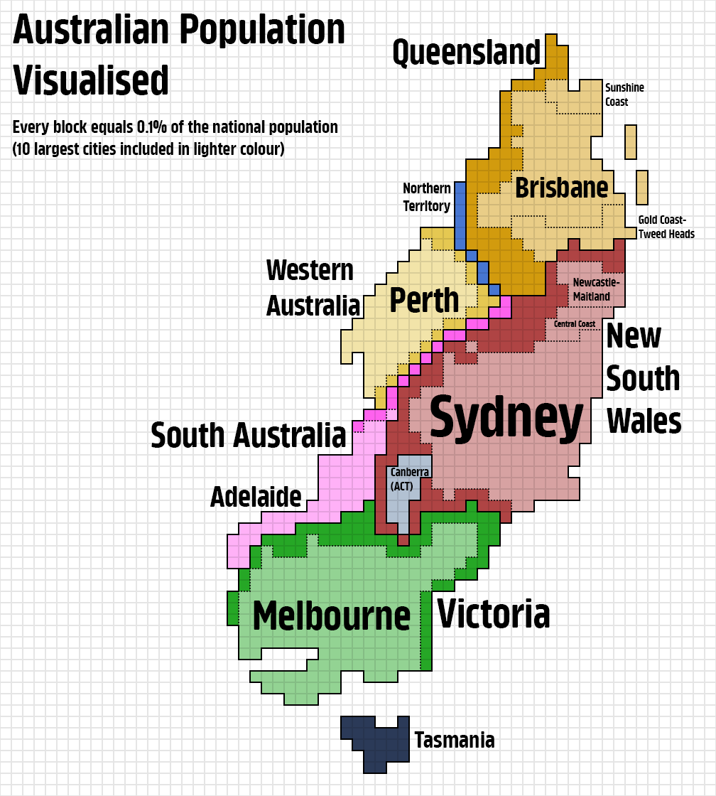 r/MapPorn - Australian Population Visualised