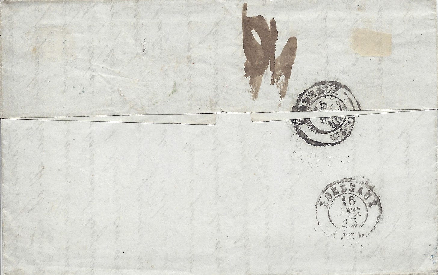 back of the 1845 letter back of the 1845 letter