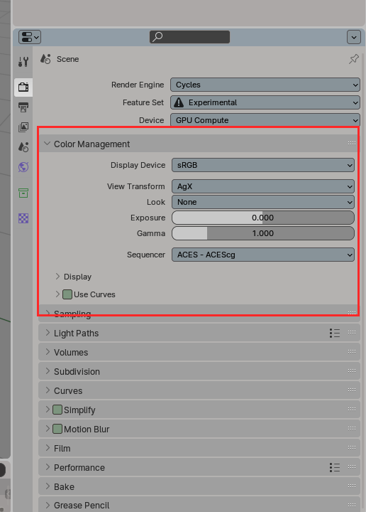 Using the AgX colorspace. Both AgX and ACEScg can also be used in Blender 3.x.