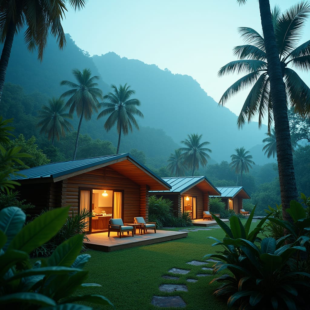 A small, rustic house constructed primarily from logs, offering a natural, eco-friendly, and durable housing option in Jamaica.