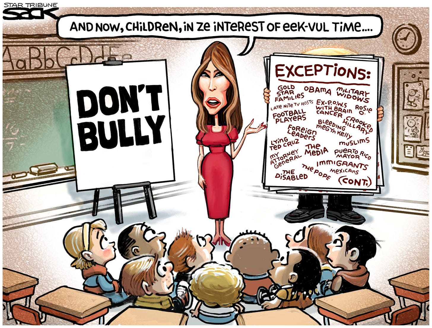 Political cartoon U.S. Melania Trump bullying | The Week