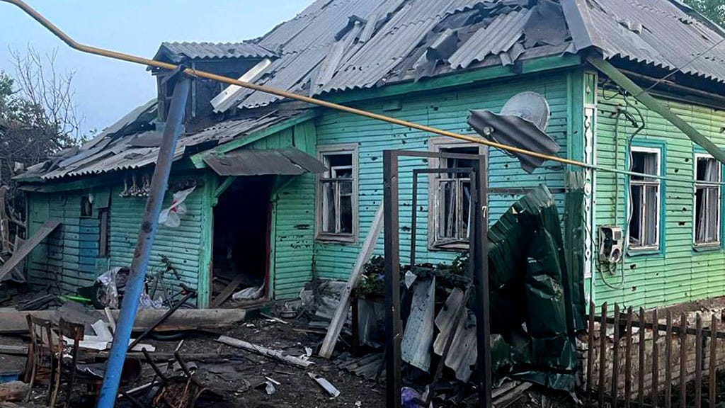 PHOTO: Damaged house in the Kursk region after Ukrainian attacks. Published by acting governor Alexei Smirnov on Telegram. Wikimedia Commons Unknown author / CC BY-SA 4.0 https://cdn5.vedomosti.ru/image/2024/65/vbhqn/original-14l8.jpg.