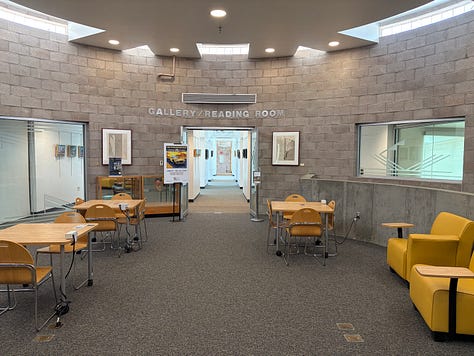 The library, the gallery and reception area of the gallery