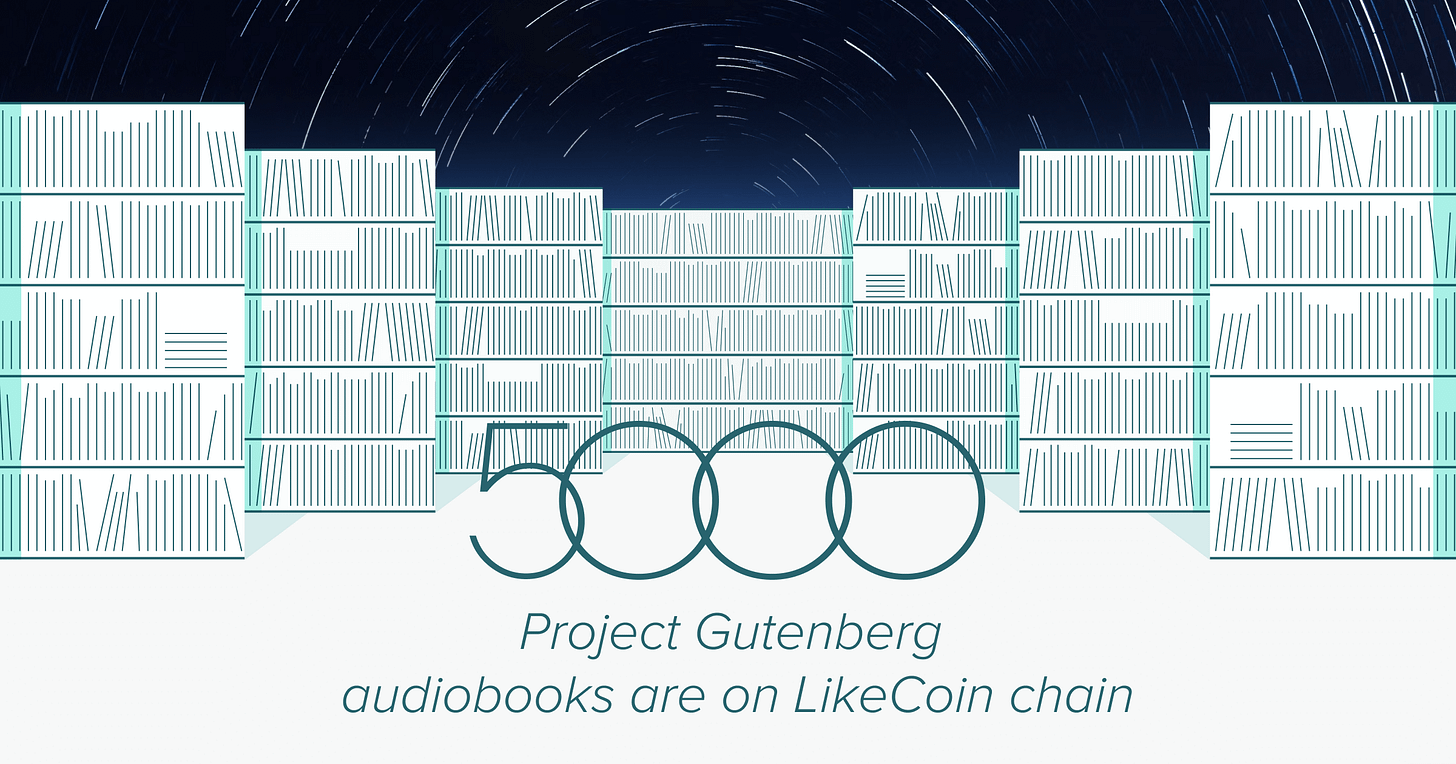 Project Gutenberg audiobooks on LikeCoin chain Project Gutenberg audiobooks on LikeCoin chain