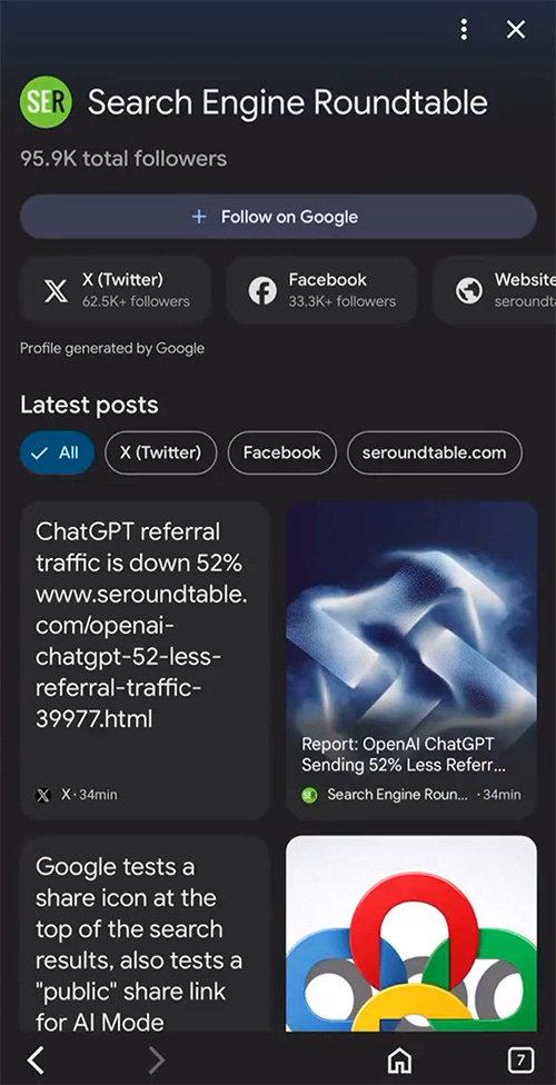 Discover follow feature for SERoundtable.com