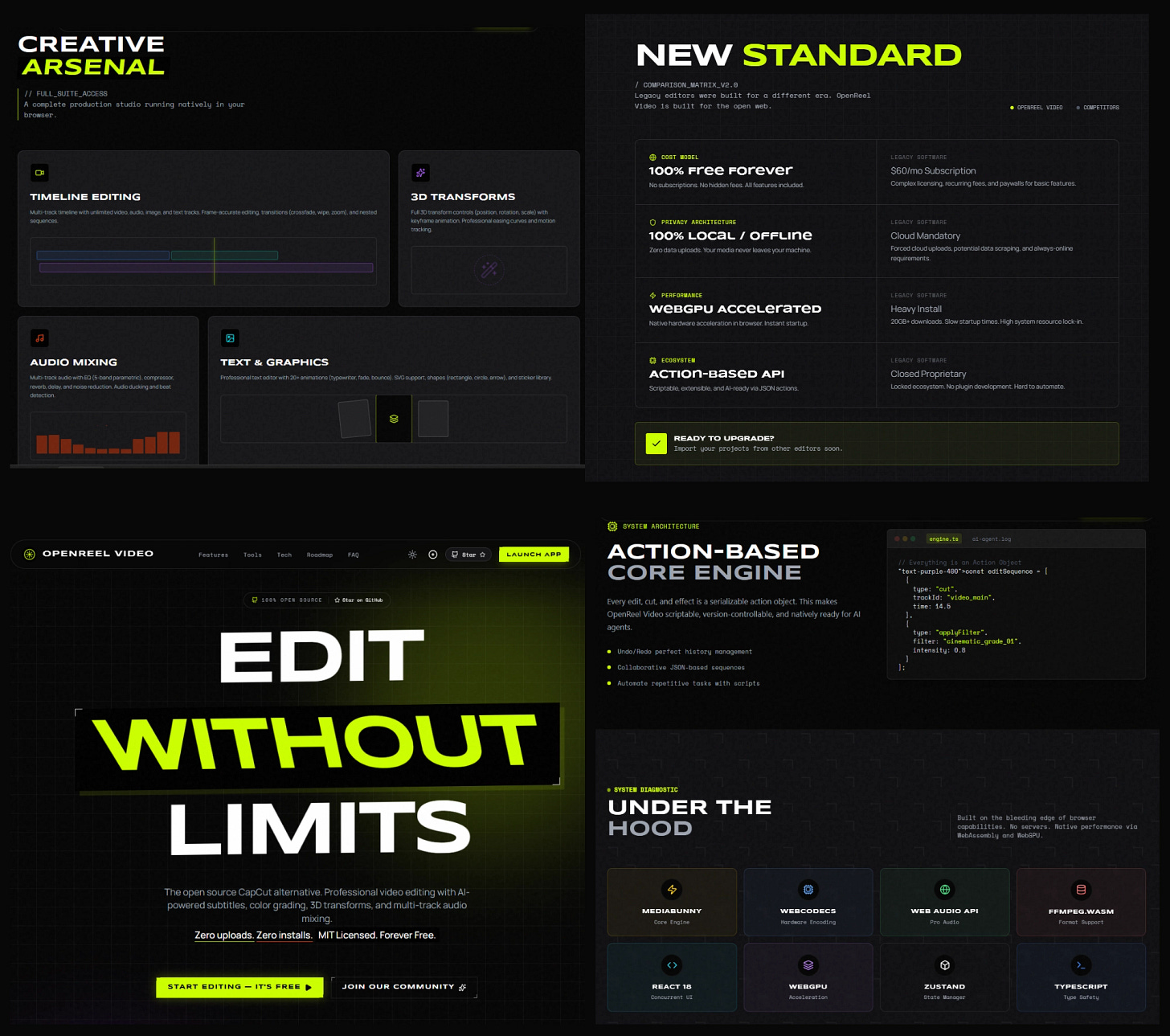 Vibe-coded web video editor landing page