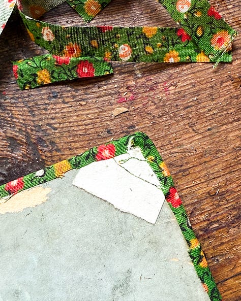 Bookbinding Vintage style, vintage textiles, flowers