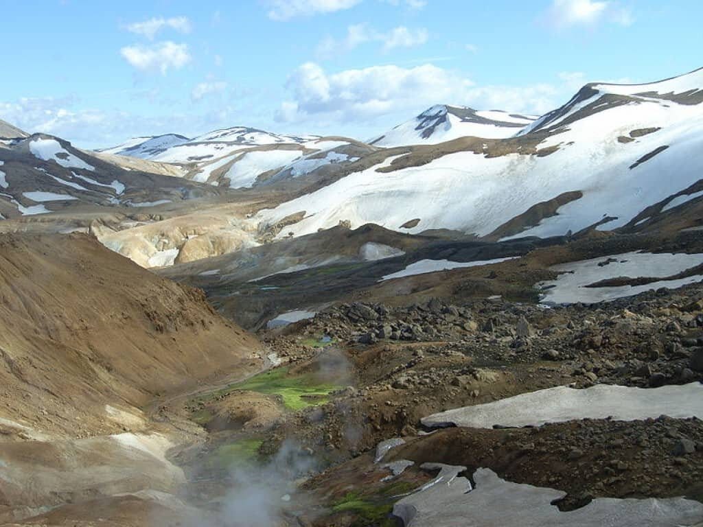 Valley in the Kerlingarfjöll mountain range in Iceland near where the dig occurred.
