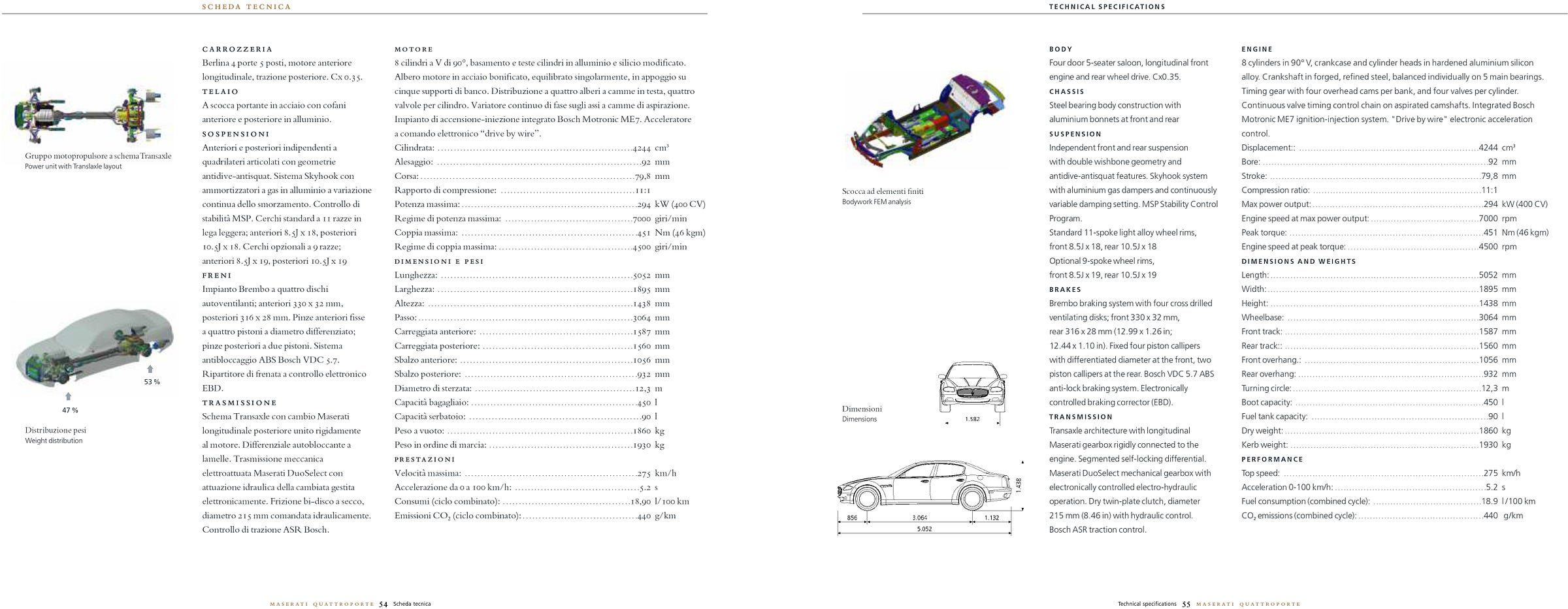 Maserati Quattroporte 2003 Brochure technical specifications Maserati Quattroporte 2003 Brochure technical specifications