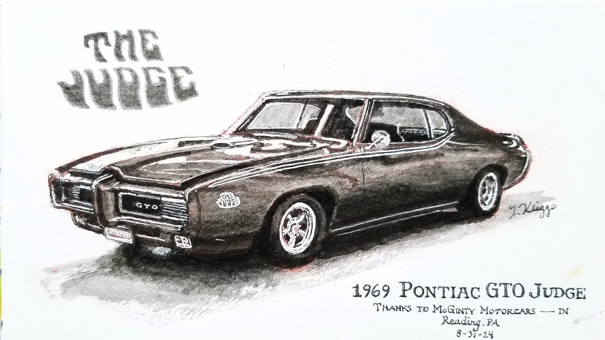 Sketching a 1969 Pontiac GTO Judge - by Zoungy Kligge