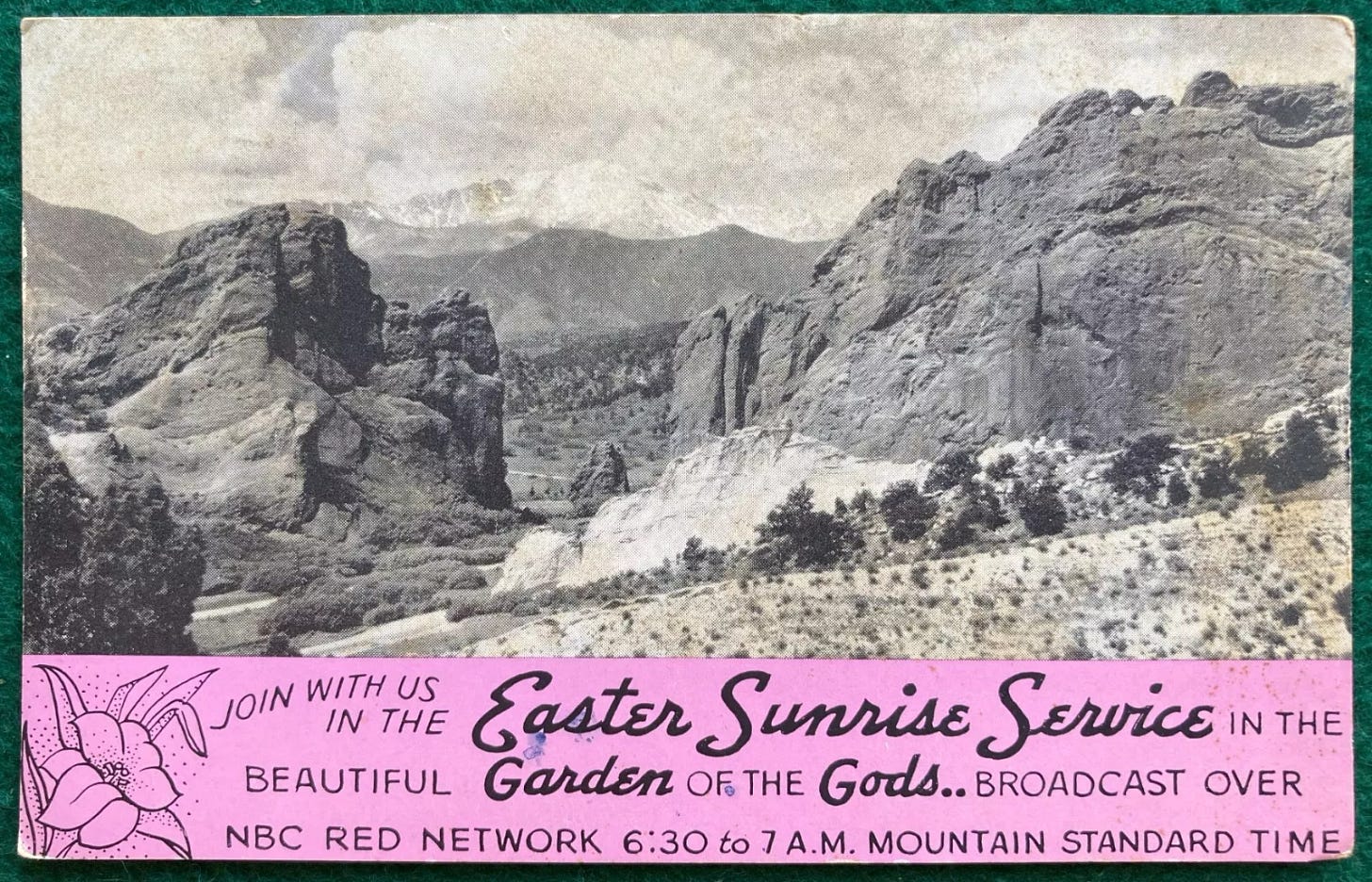 1941 Easter Sunrise Service Garden of the Gods Colorado Postcard Manitou Pikes - Picture 1 of 2