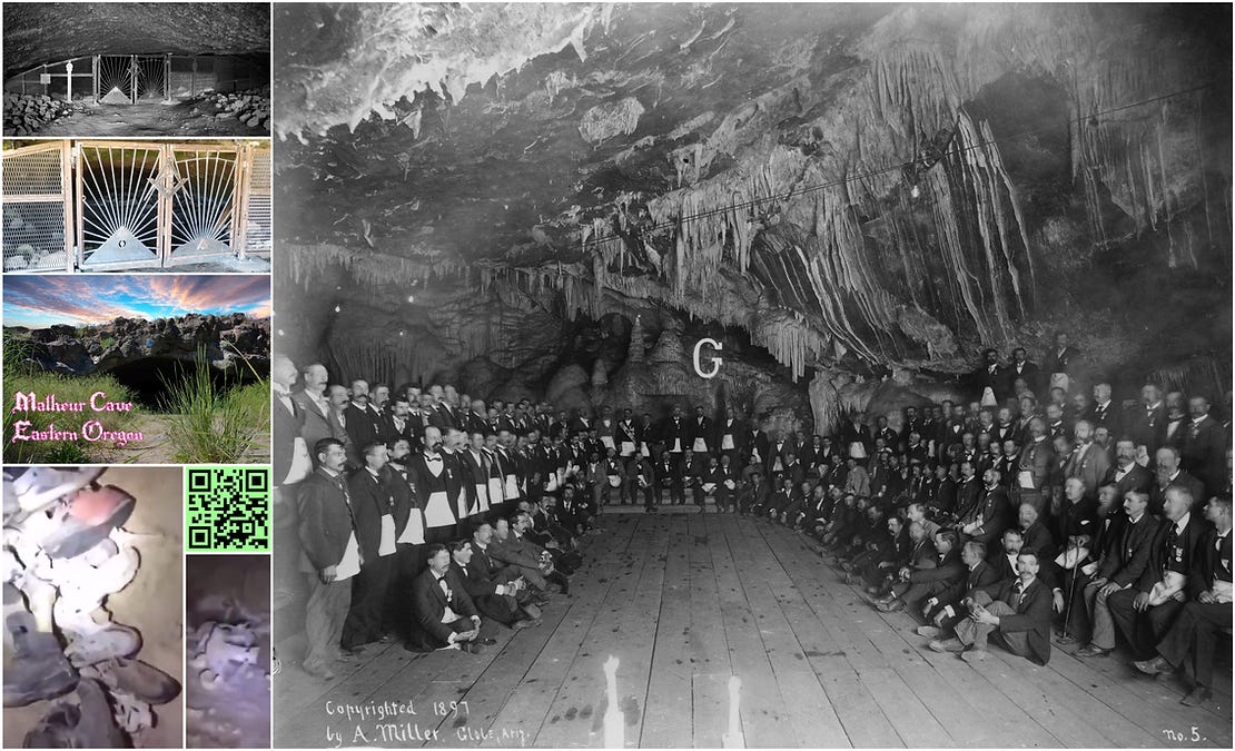 Freemasonic Caves: Malheur Cave, Oregon (Left) & Copper Queen Consolidated Mining Co. Cave, Arizona (Right) Freemasonic Caves: Malheur Cave, Oregon (Left) & Copper Queen Consolidated Mining Co. Cave, Arizona (Right)