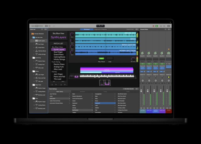 MainStage, also included in the Apple Creator Studio suite, turns Mac into an instrument, voice processor, or guitar rig.