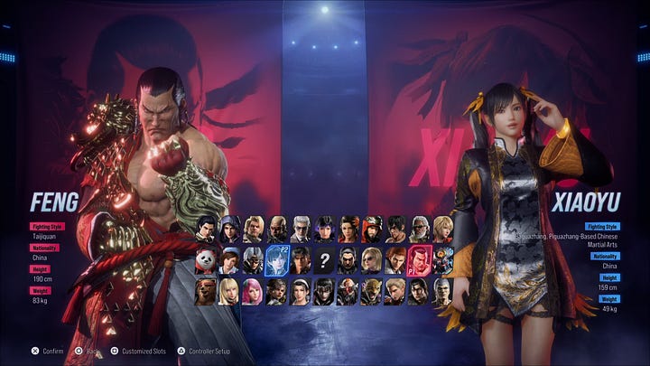 character selection screen and stage selection