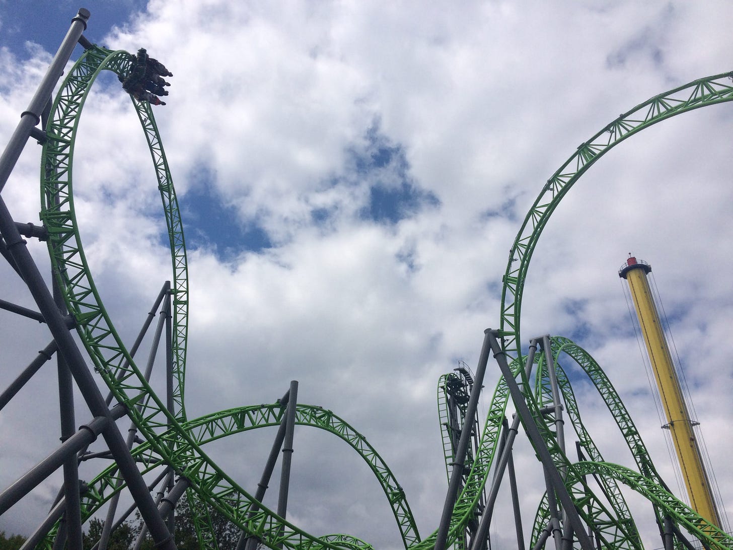 A photo of the Monster roller coaster at Adventureland