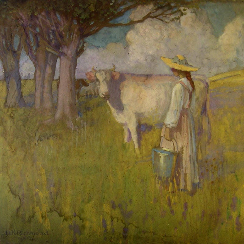 Image of the painting The White Cow by Dorothy Richmond.