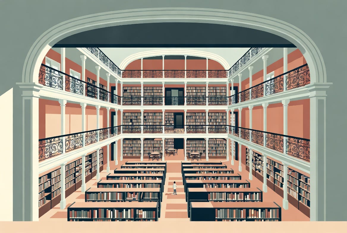 illustration of a big library
