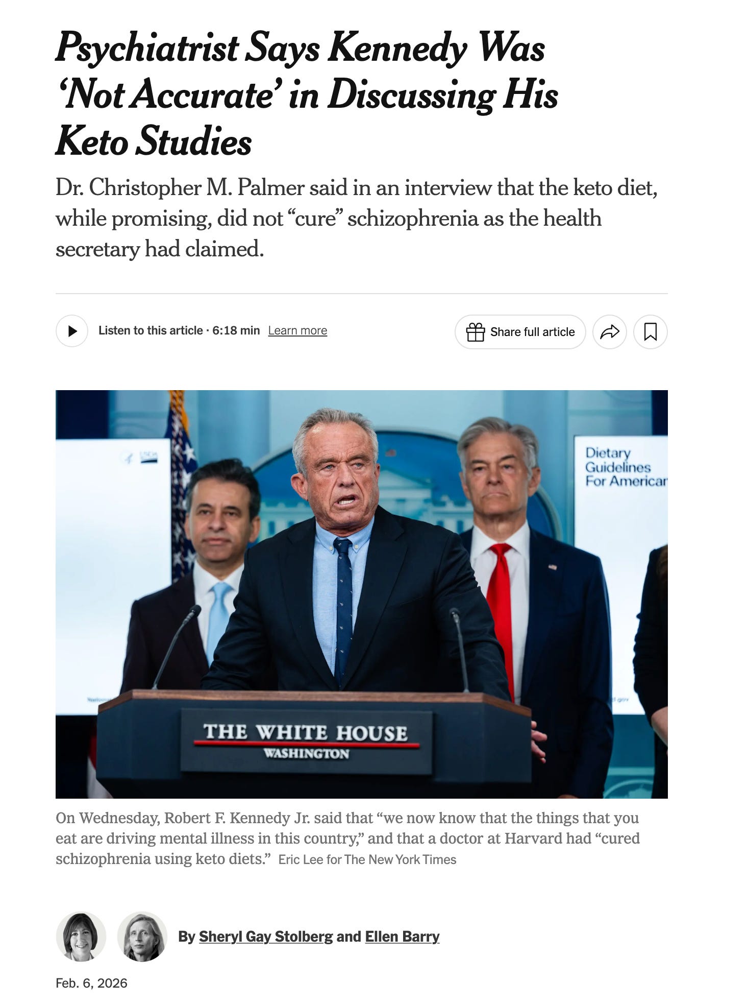 RFK Jr Gives the NY Times Reason to Write About Keto and Schizophrenia ...