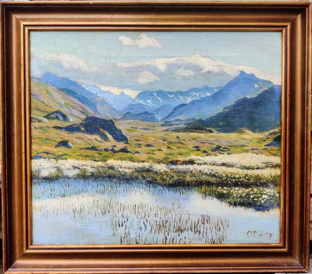 MOUNTAIN LANDSCAPE, original oil painting.