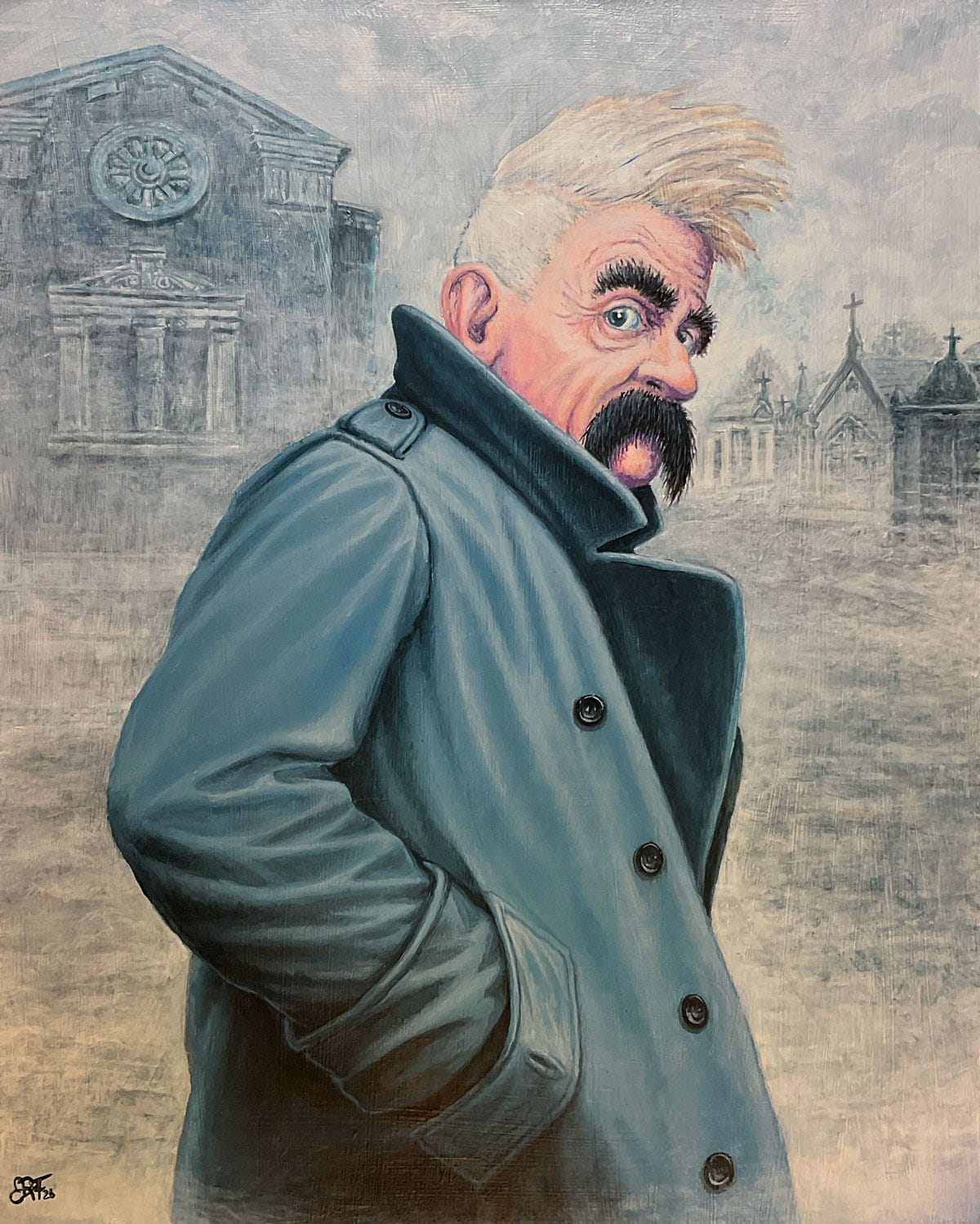 The Grim Future of Faustus Leandro - Painting by E.R. Flynn, ©2026