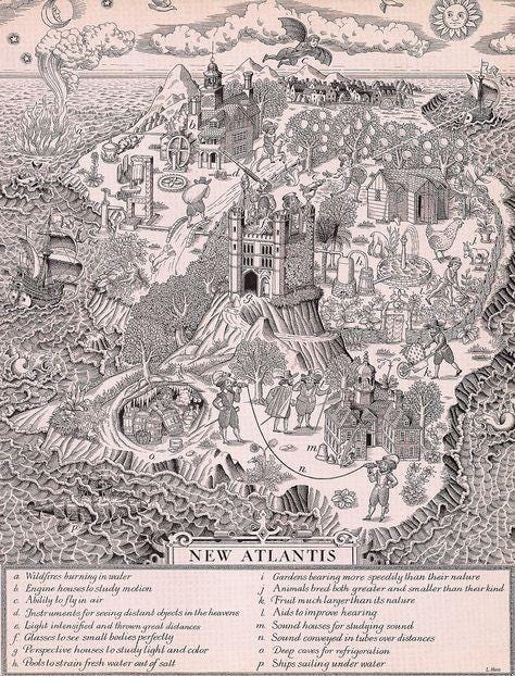 Drawing of Sir Francis Bacon's New Atlantic