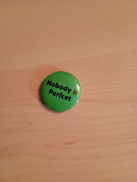 5 pins with various snarky sayings