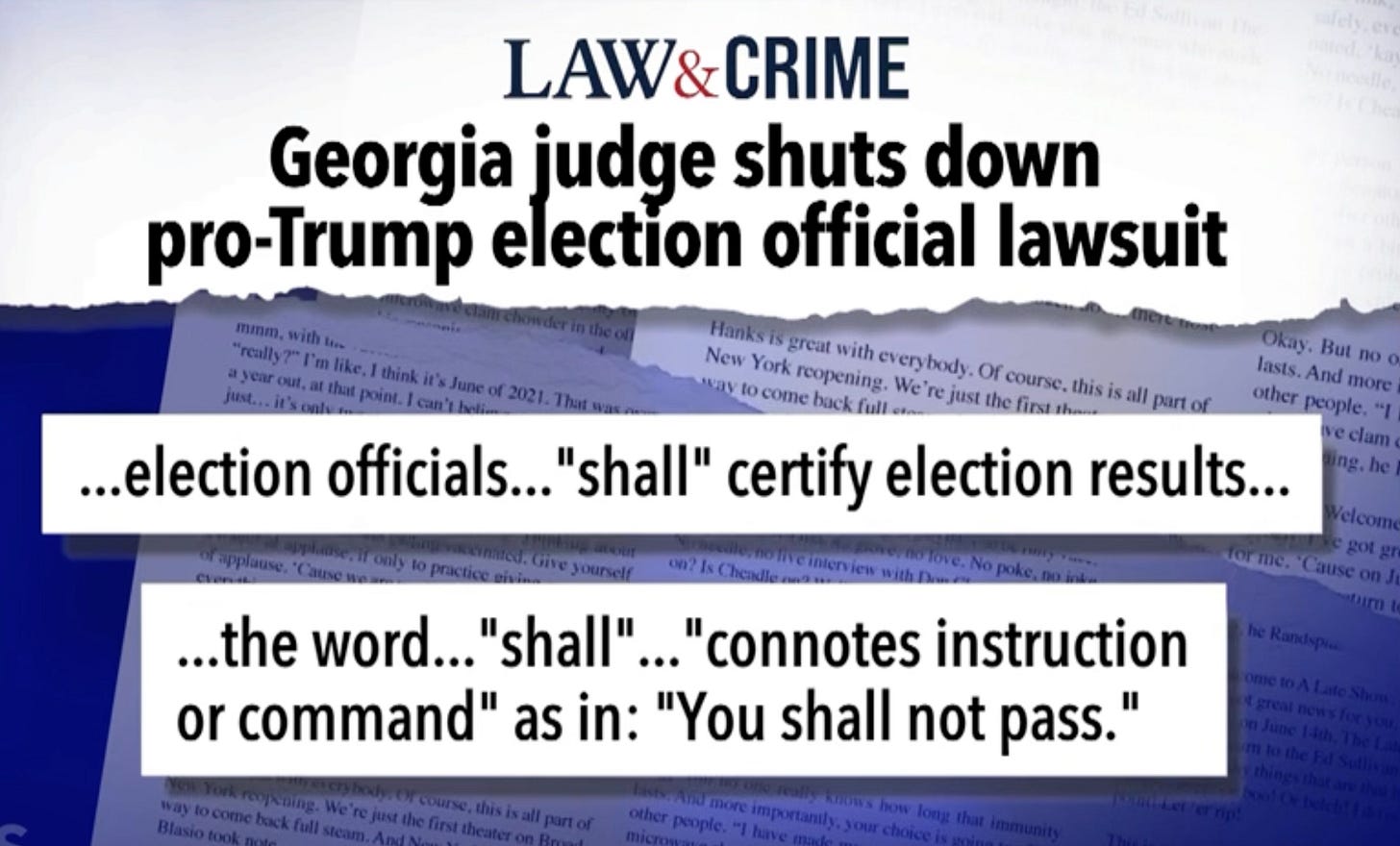 … the word … "shall" … "connotes instruction or command" as in: "You shall not pass." 