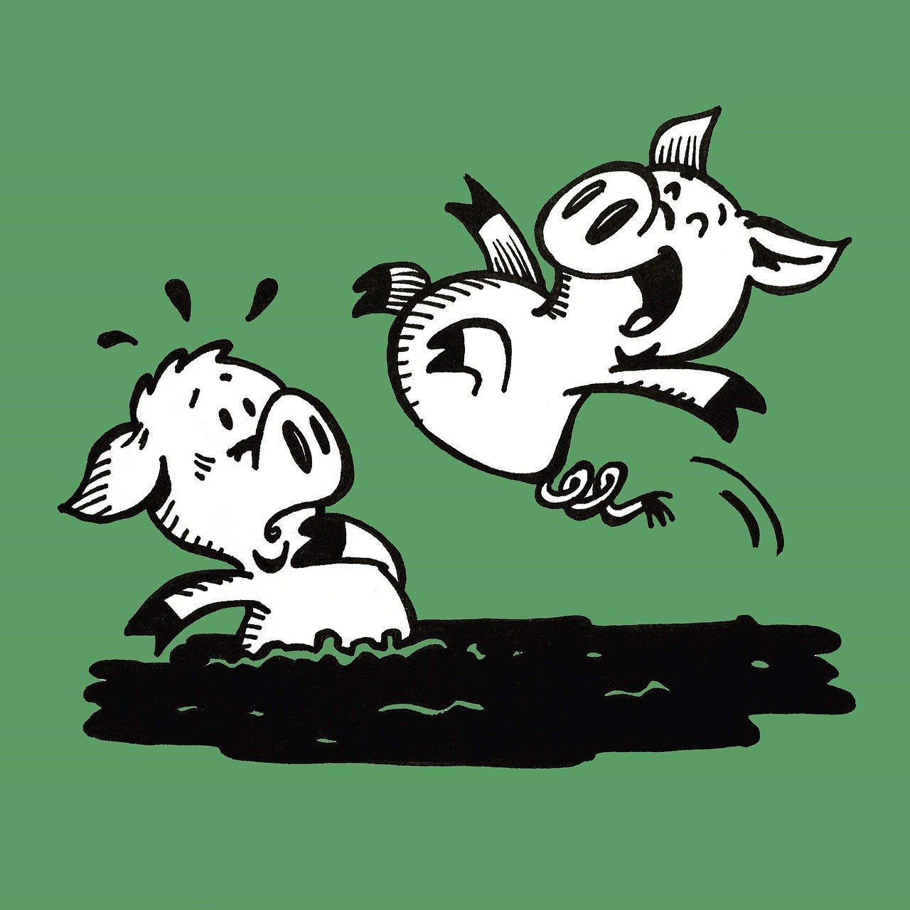 Free pigs mud fun illustration