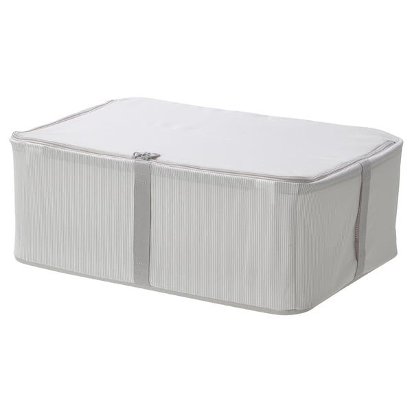 HEMMAFIXARE Storage case, fabric striped/white/gray, 13 ½x20x7 ½ "