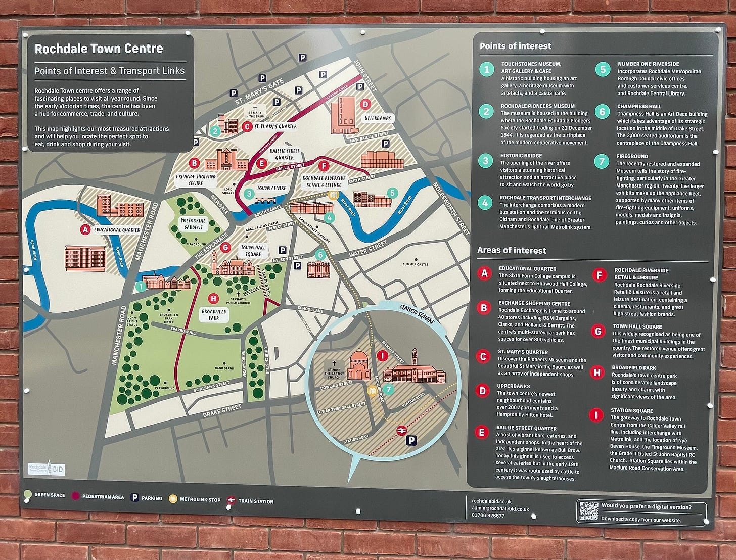 A map of Rochdale Town Centre. Which is great, if you already know where you are in Rochdale Town Centre and don't need a map.