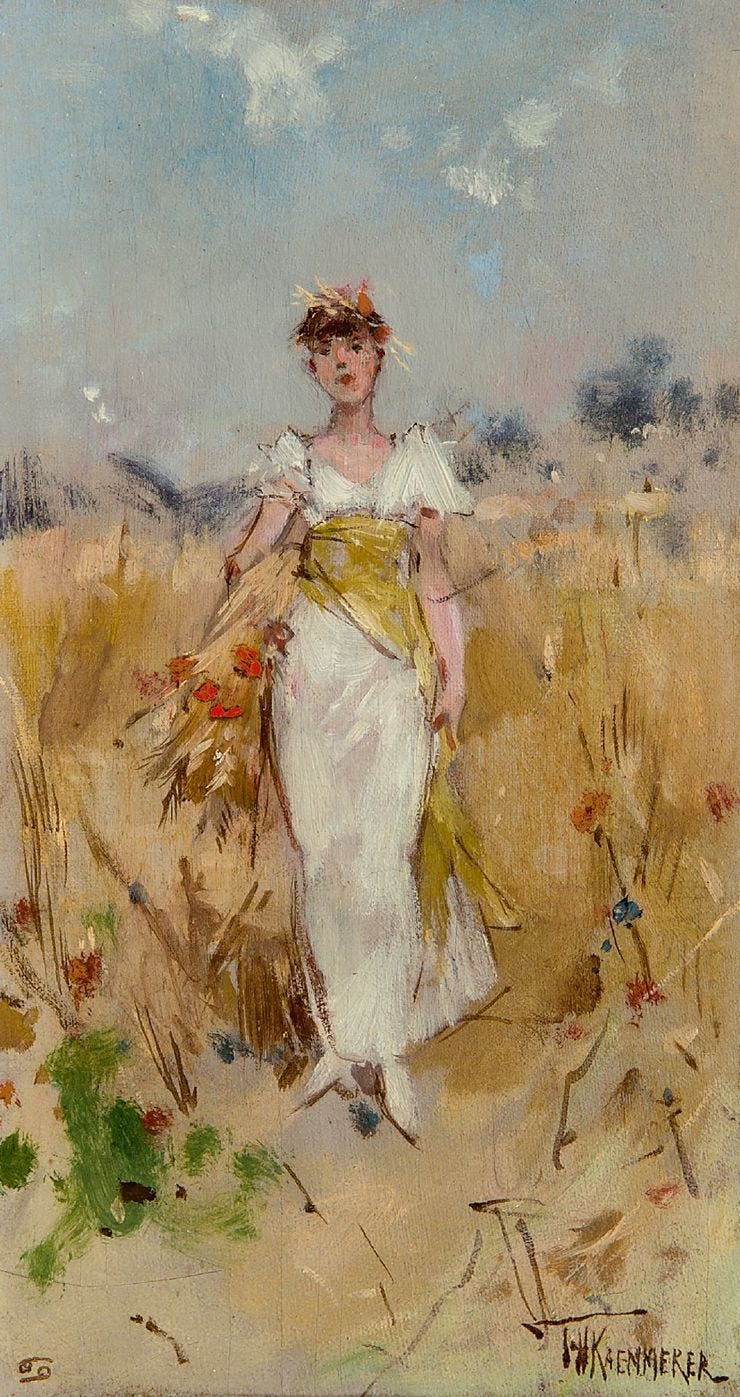 'Juli - sterrenbeeld Kreeft' - olieverf op doek op schildersboard (18,5 x 10,3 cm): Frederik Hendrik Kaemmerer 'Juli - sterrenbeeld Kreeft' - olieverf op doek op schildersboard (18,5 x 10,3 cm): Frederik Hendrik Kaemmerer