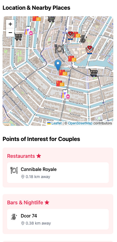 different screenshots of POI's showed in various ways to end users on airbnb