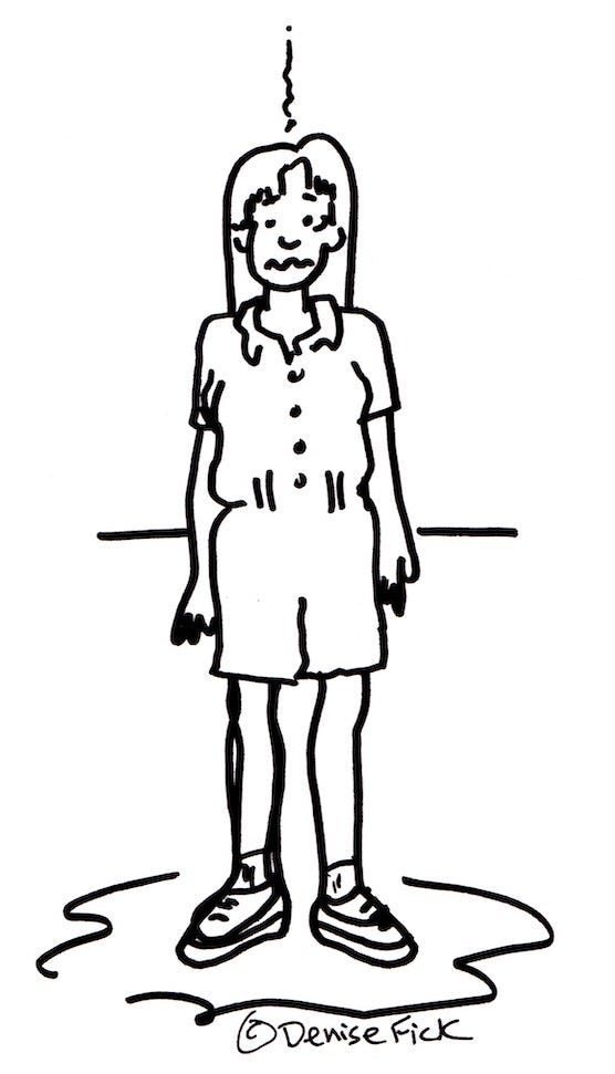 Cartoon rendering of me in hideous PhyEd uniform. Wisp of disgruntled sizzle rises from my head. Cartoon rendering of me in hideous PhyEd uniform. Wisp of disgruntled sizzle rises from my head.