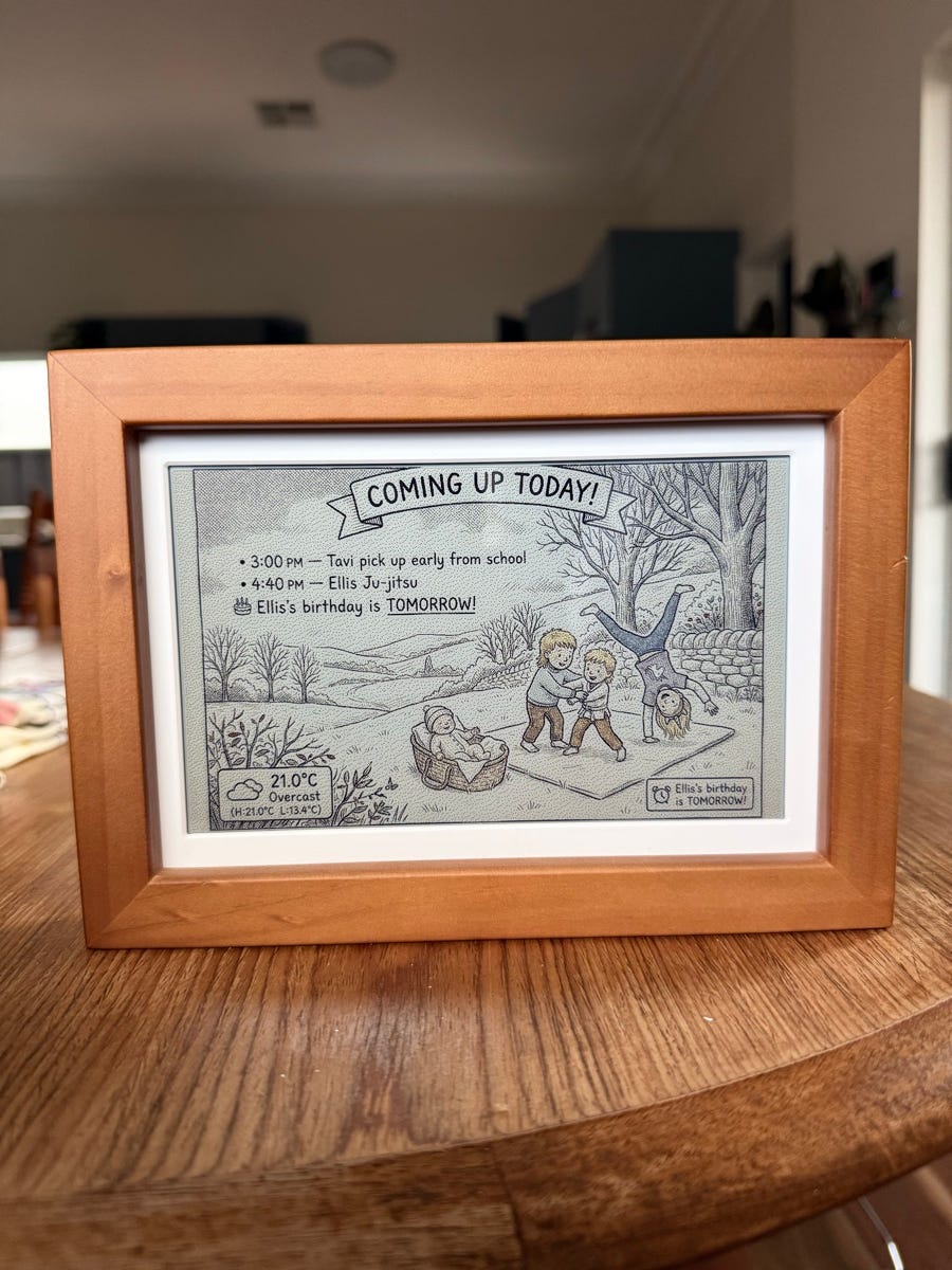 Glanceboard on an e-ink display