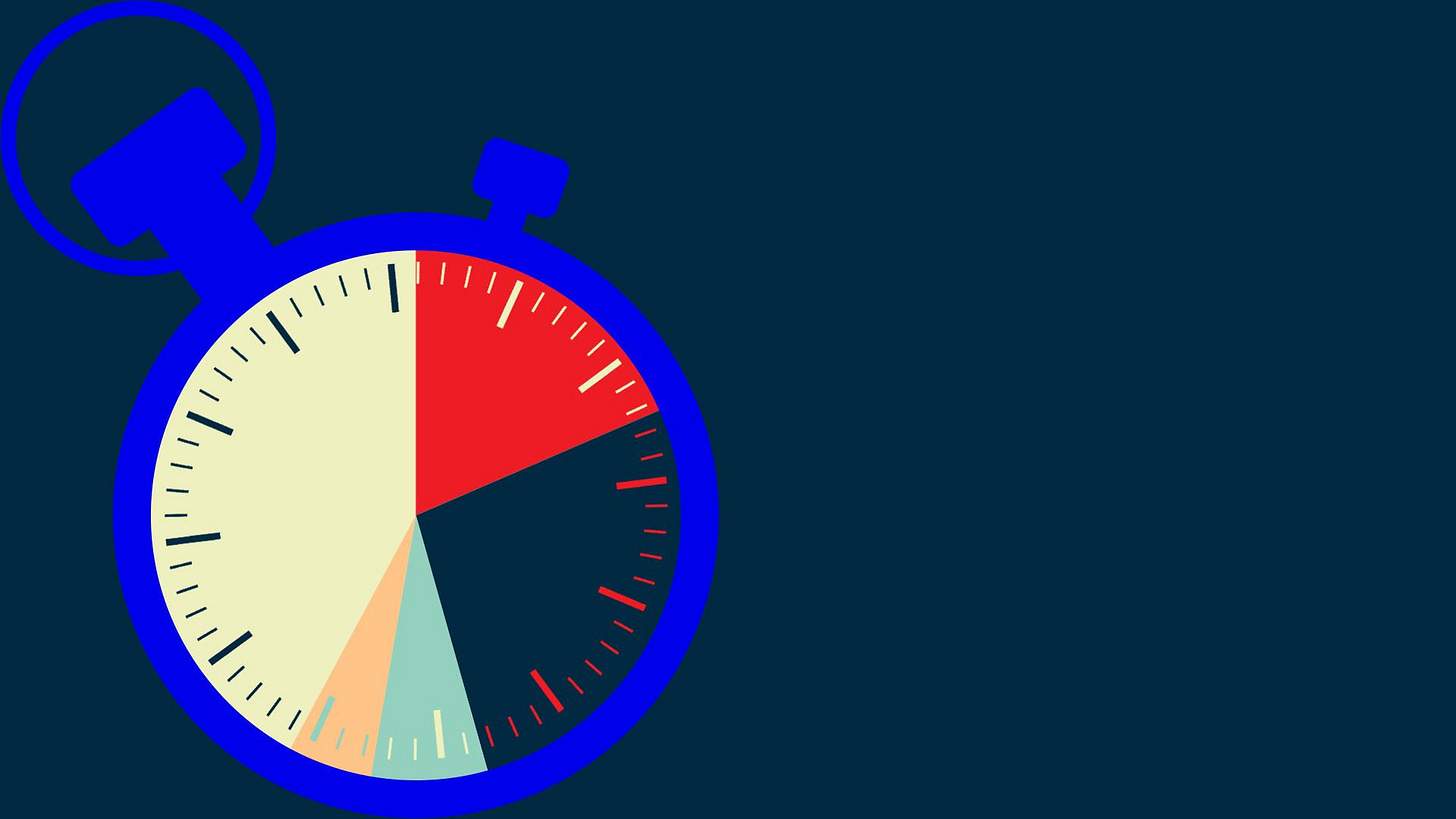 Illustration of stopwatch with a pie chart-like renderings