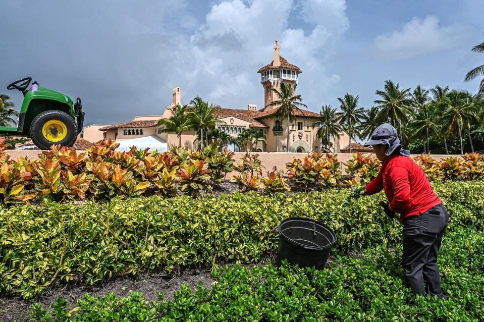 Landscaper outside Donald Trump's Mar-a-Lago