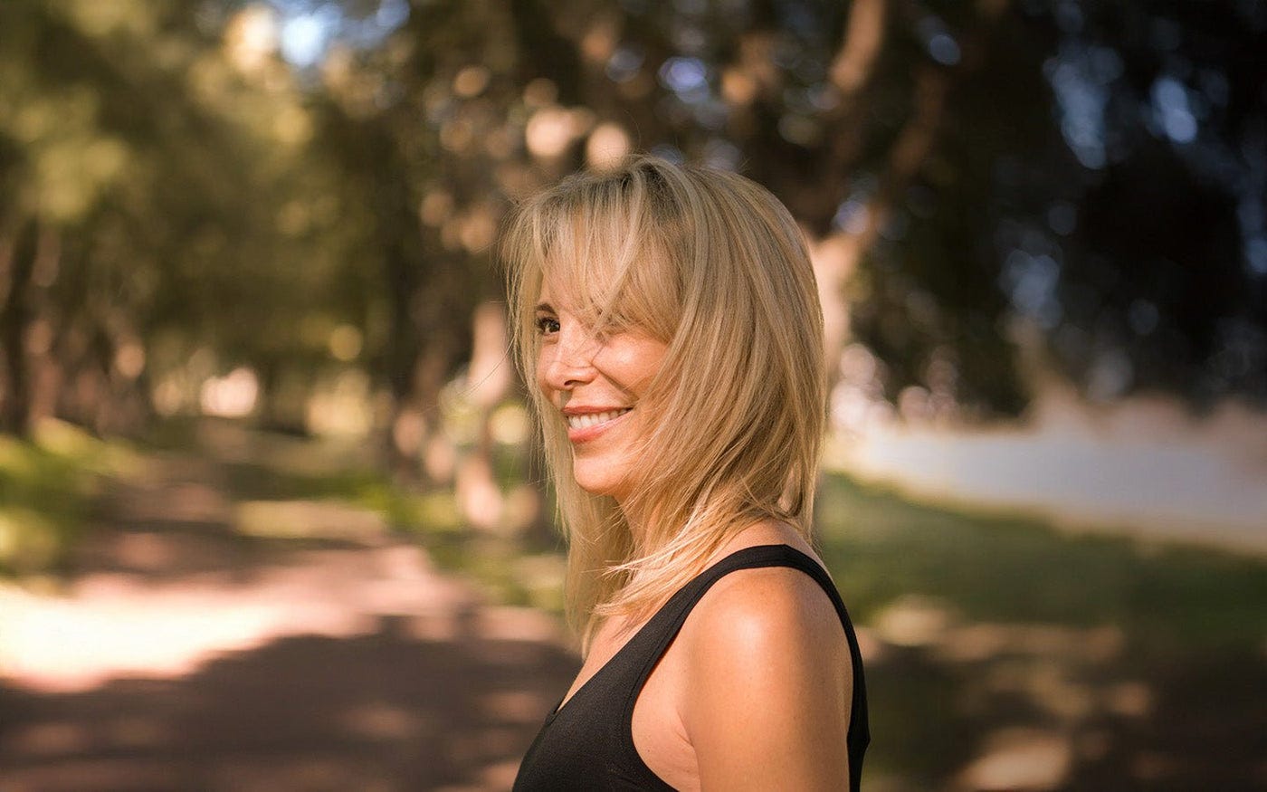 Blond haired woman smiling Blond haired woman smiling