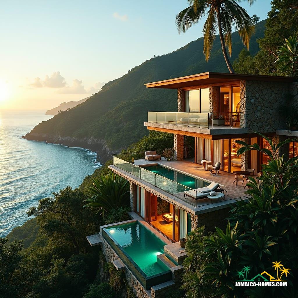 Design of a luxury hillside villa overlooking the blue waters of Port Antonio, Jamaica.