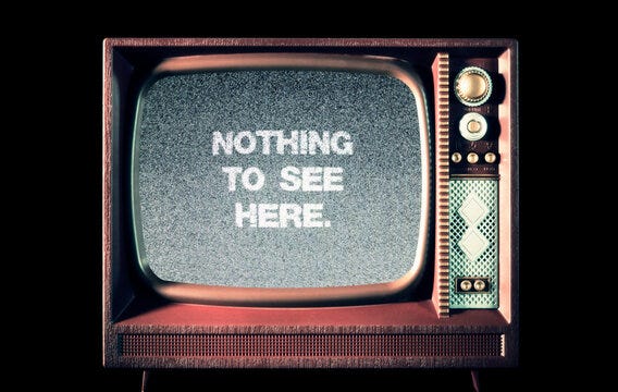 The text message Nothing to see here, over static noise from an old retro TV  set (vintage toy television). Stock Photo | Adobe Stock