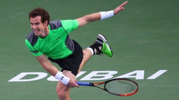 andy murray slamming borna corics balls for dubai tennis championships 2015 andy murray slamming borna corics balls for dubai tennis championships 2015