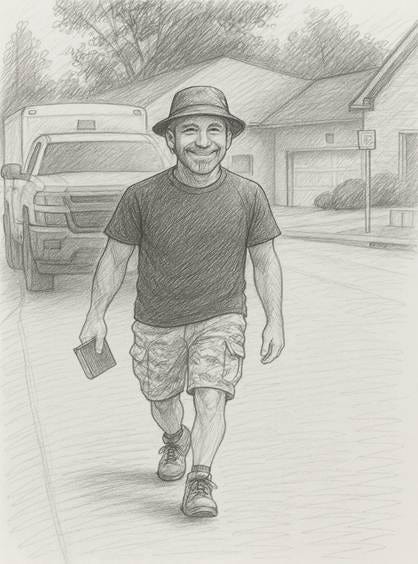 A person walking on a sidewalk

AI-generated content may be incorrect.